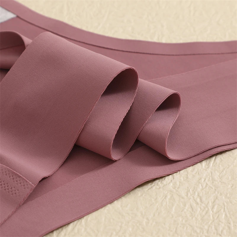 4-Pack Ice Silk Seamless Thongs - Low Waist Bikini Underwear