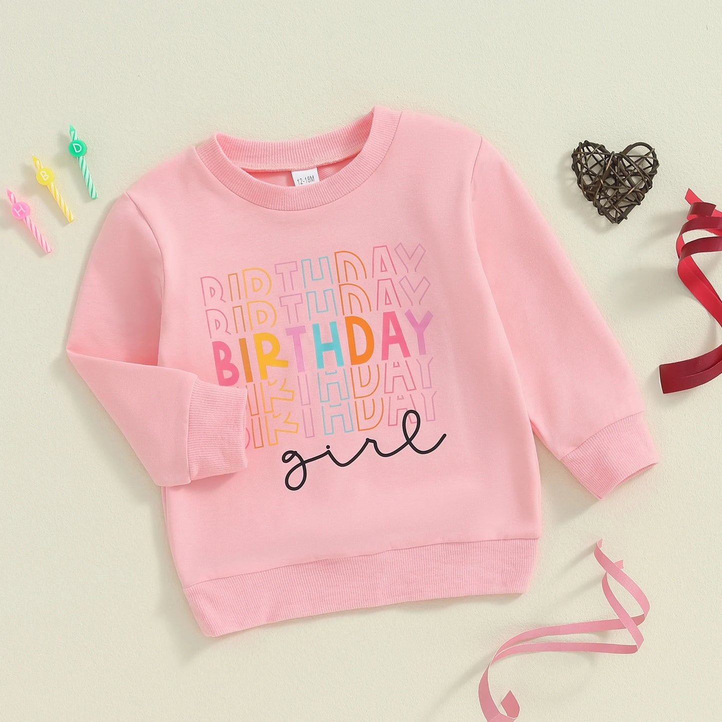 Kids Girls Birthday Sweatshirt with Letter Print (2-6Y)