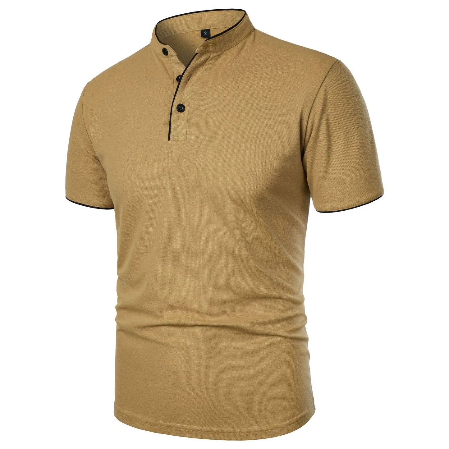 Men's Summer Short Sleeve Stand Collar Smart Casual Slim Fit Lightweight T-Shirt