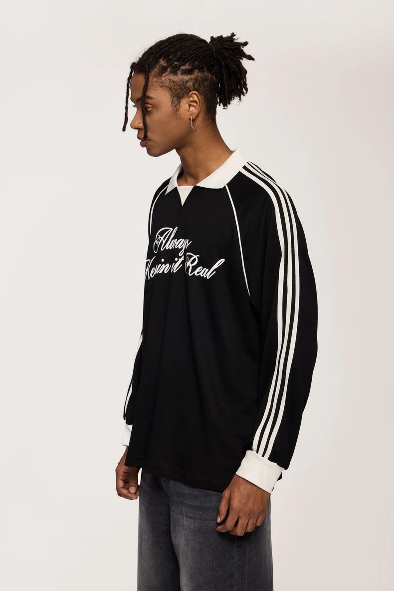 Unisex Streetwear POLO Trendy Oversized Colourblock Long-sleeved T-Shirt