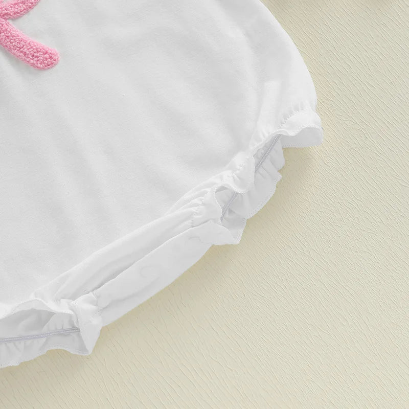 Baby Girls Romper - Bow Embroidery Ruffles Fly Sleeve Bodysuit