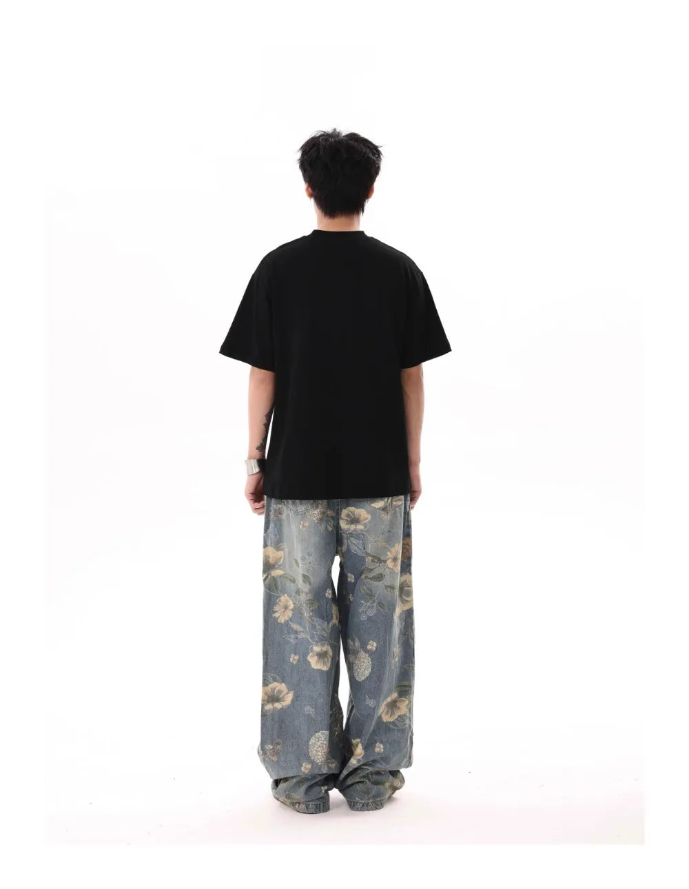 Men's Floral Print Jeans