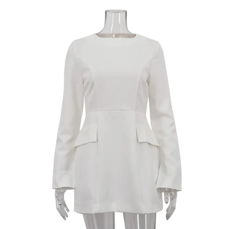 Women's Elegant Slim Long Sleeve High Waist Party Dress