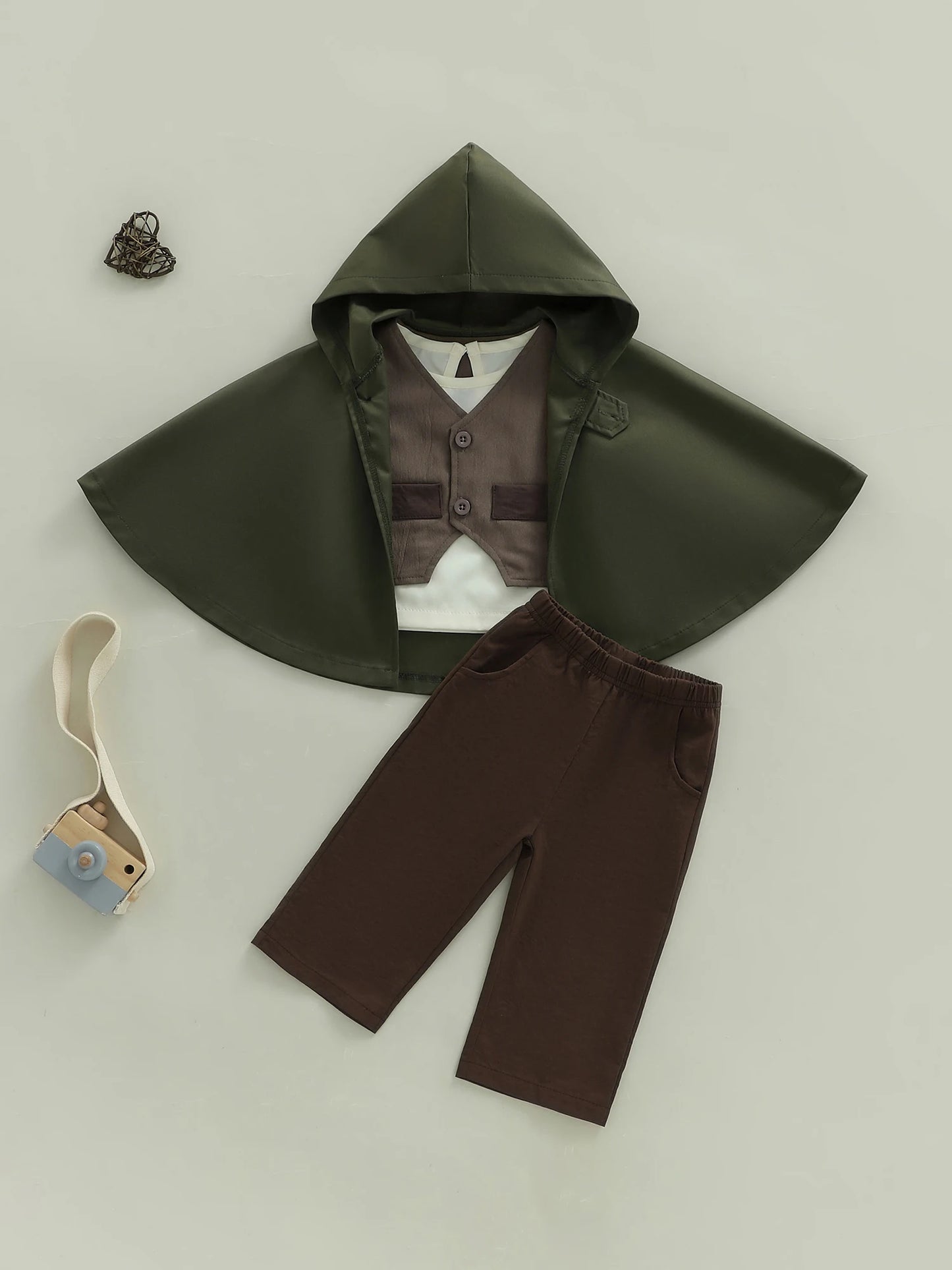 Toddler Boys Fall Winter Gentleman Clothing Set - 4-Piece Outfit with Shirt, Pants, Vest & Cape (0-4Y)
