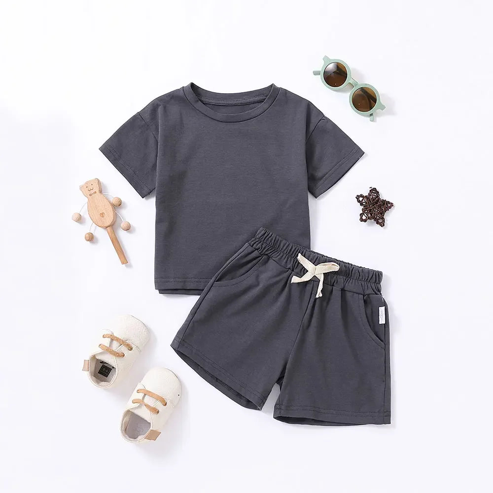 2PCS Children's Cotton Short Sleeve Set