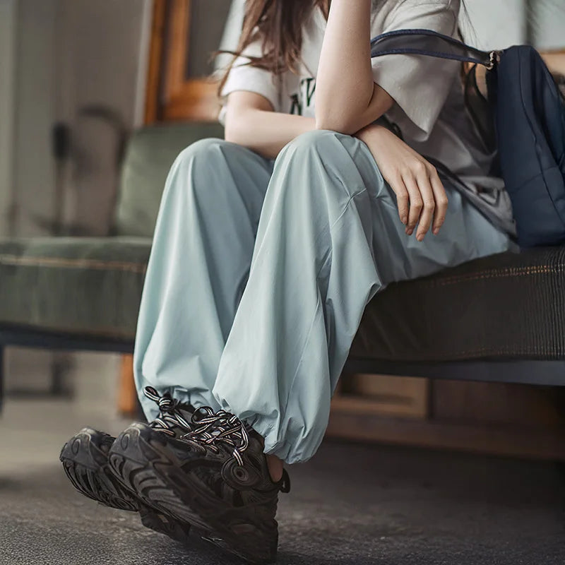 Women's Cool-Touch Parachute Pants - Lightweight Cargo Joggers