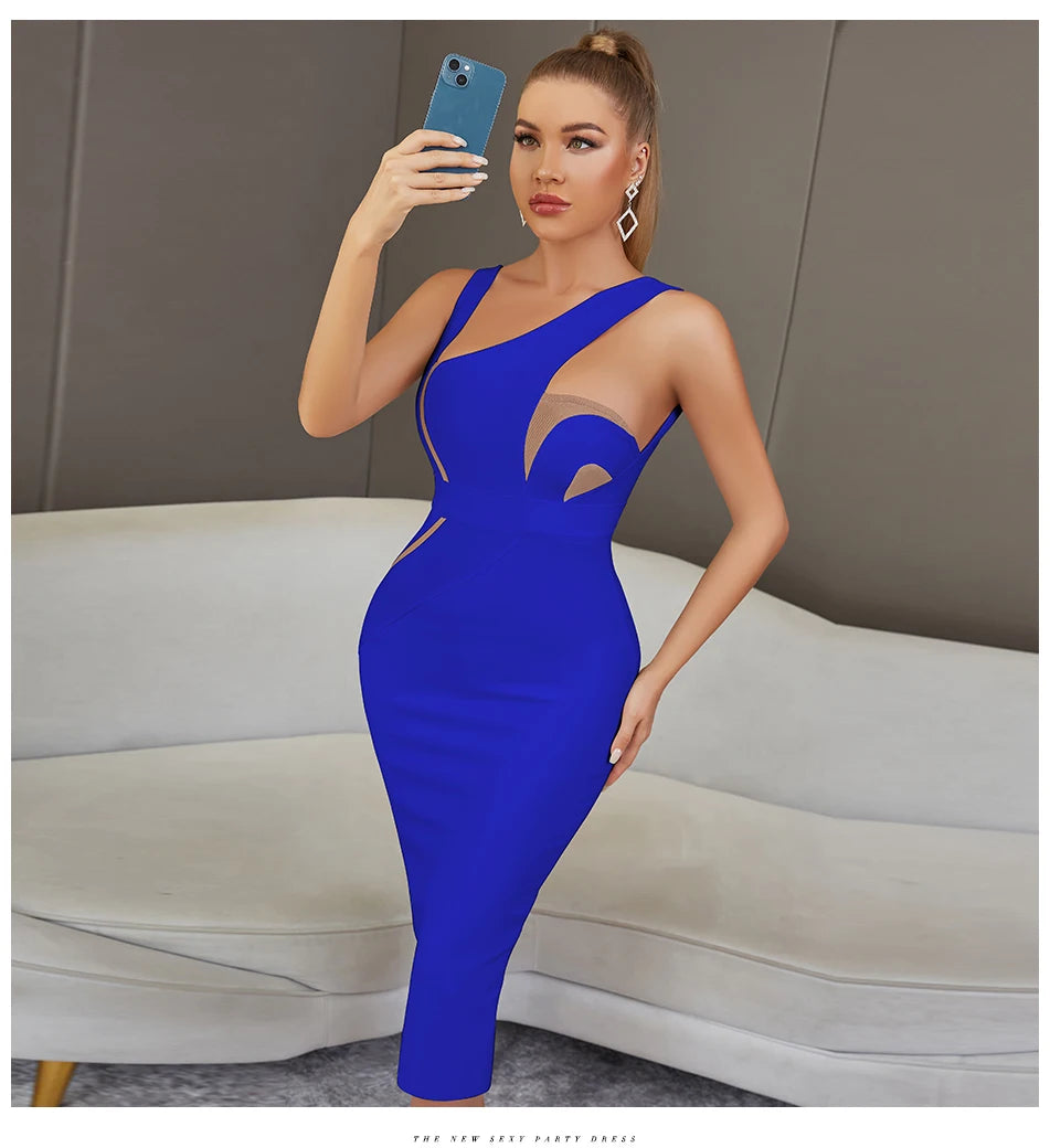 Backless Bandage Midi Dress - Sleeveless Bodycon Party Dress