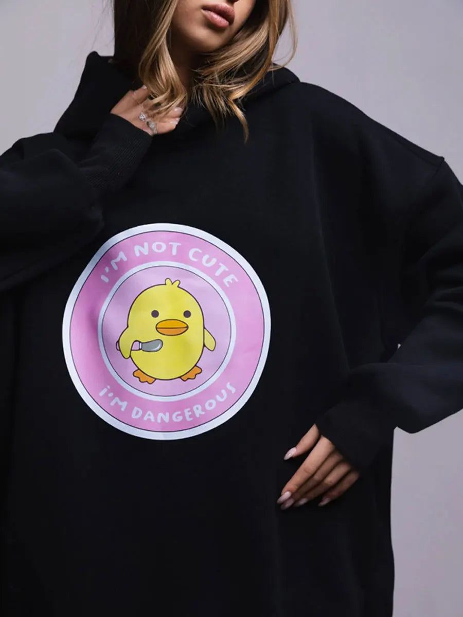 Women's Warm Loose Sports Chic Print Oversized Hoodie