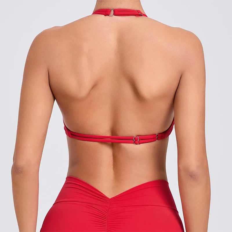 Women's Adjustable Yoga Bra Running Workout Underwear Fitness Push up Quick-Dry Sportswear Gym Top Scrunch Sports Bra