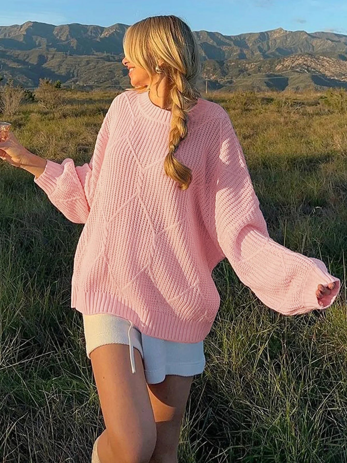 Women's Knitted Loose Casual Round Neck Pullover Versatile Sweater