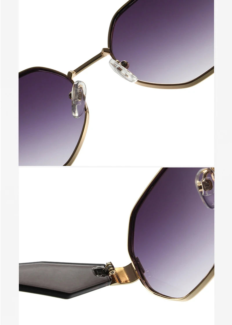 Trendy Polygonal Metal Frame Sunglasses - Women's Retro UV400 Protection