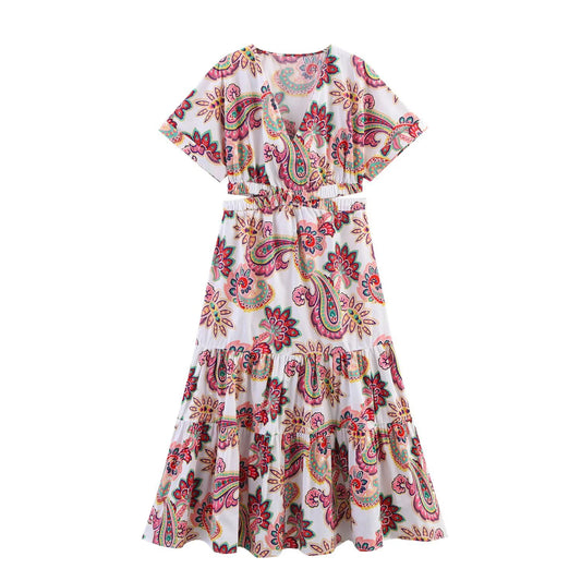 Women's Casual Floral A-Line Summer Dress - Loose Fit Slimming Design