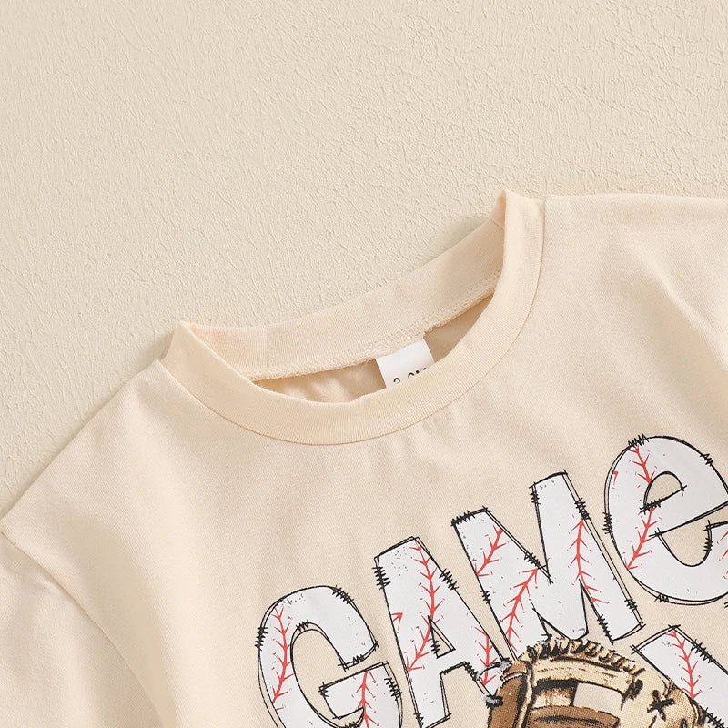 0-18M Baby Girls Boys Baseball Romper Letter Print Short Sleeve Bodysuit Summer Babygrow