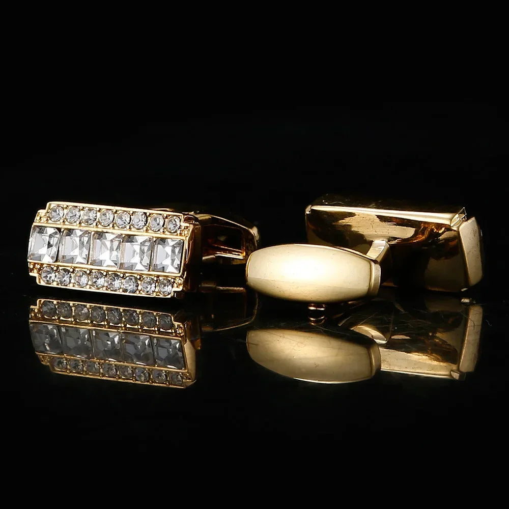 Rhinestone Crystal Cufflinks - Men's Elegant Wedding Formal Accessories