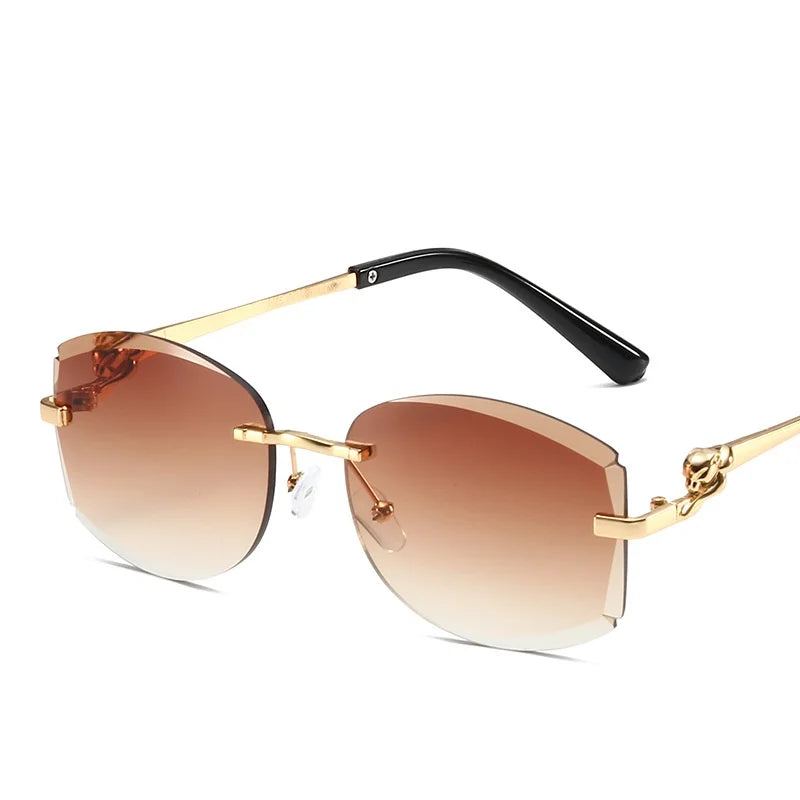 Women's Gradient Frameless Sunglasses - Cut Edge Metal Design