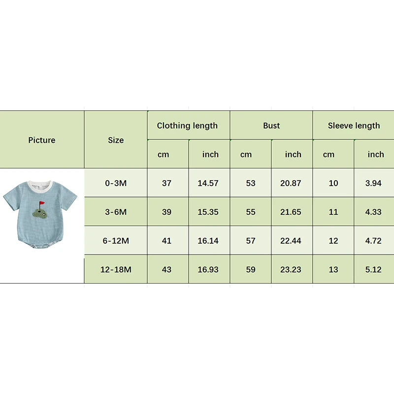 Baby Golf Romper - Striped Short Sleeve Bodysuit for Boys & Girls (0-18M)