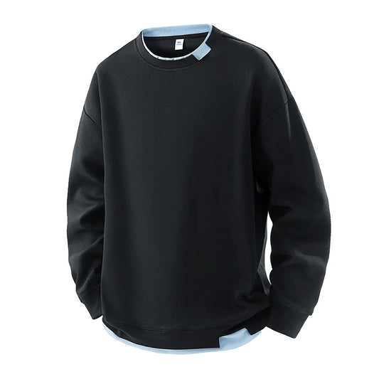 Men's Patchwork Sports Sweatshirt - Loose O-Neck Heavyweight Hoodie for Spring Autumn