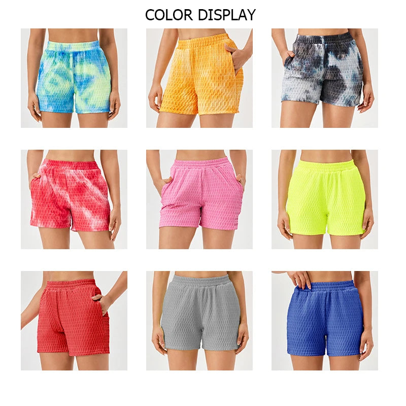 Women's Fitness Yoga Shorts Super Stretch Tie-Dye Outdoor Running Shorts Breathable Quick Dry Sportswear Workout Shorts