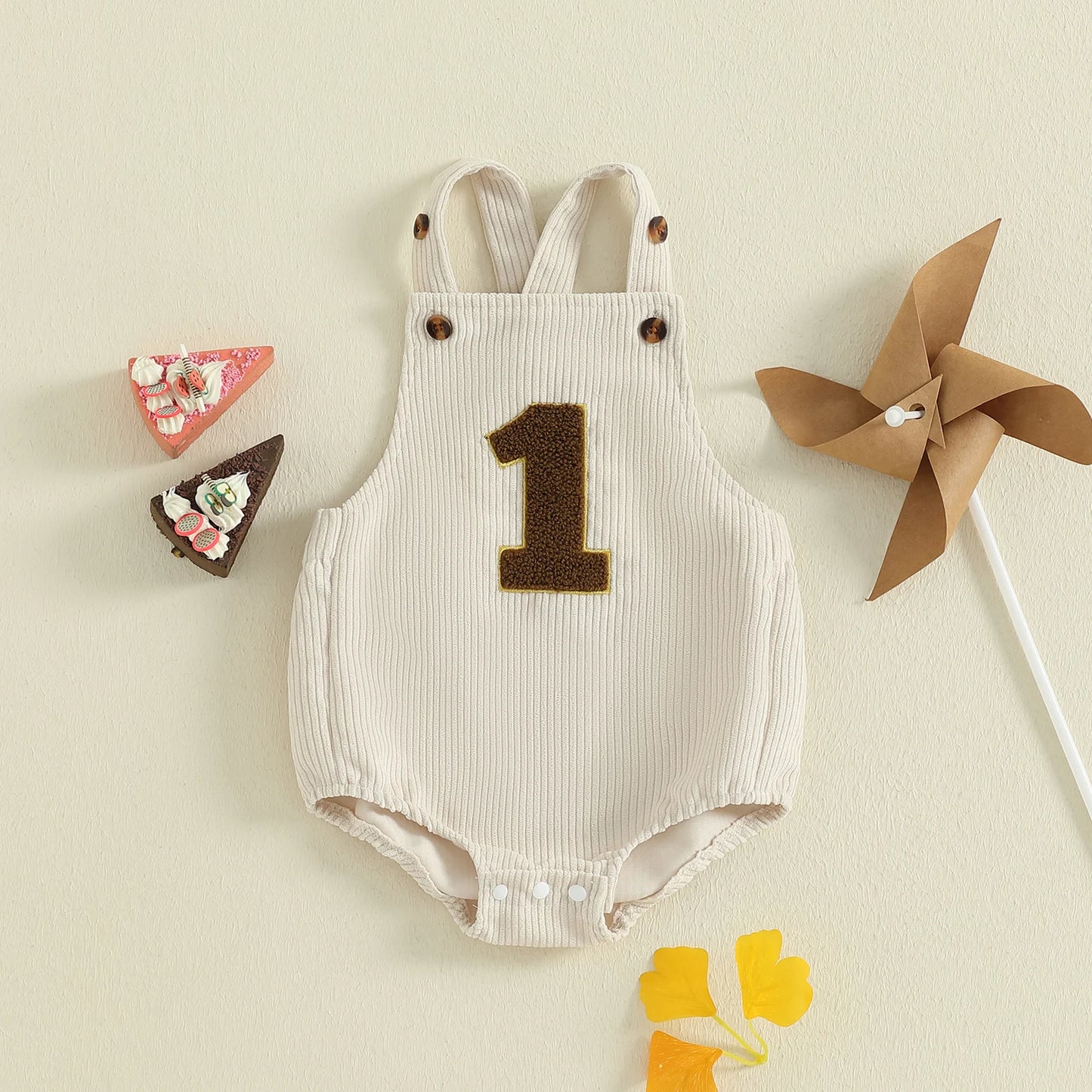 Baby Birthday Romper - Number Print Sleeveless Jumpsuit for Boys & Girls (0-18M)