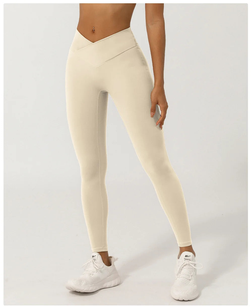 Women's Sports Leggings Buttery Soft V-Shaped High Waist Yoga Pants Breathable Quick Dry Running Tights Workout Sportswear