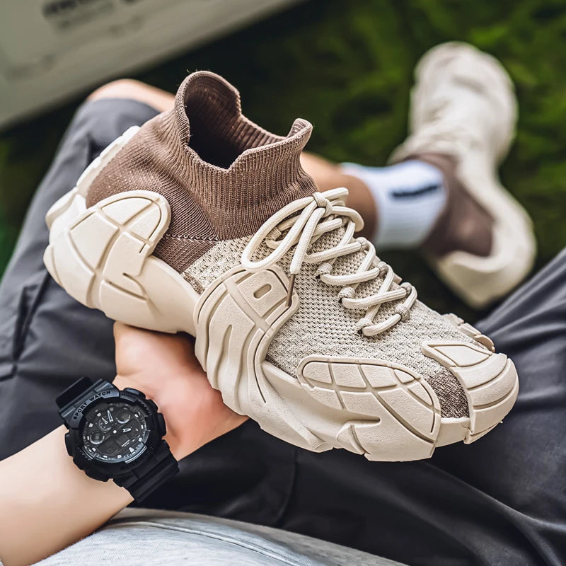 Men's Sports Mesh Sneakers Slip On Comfortable Lace Up Sneakers