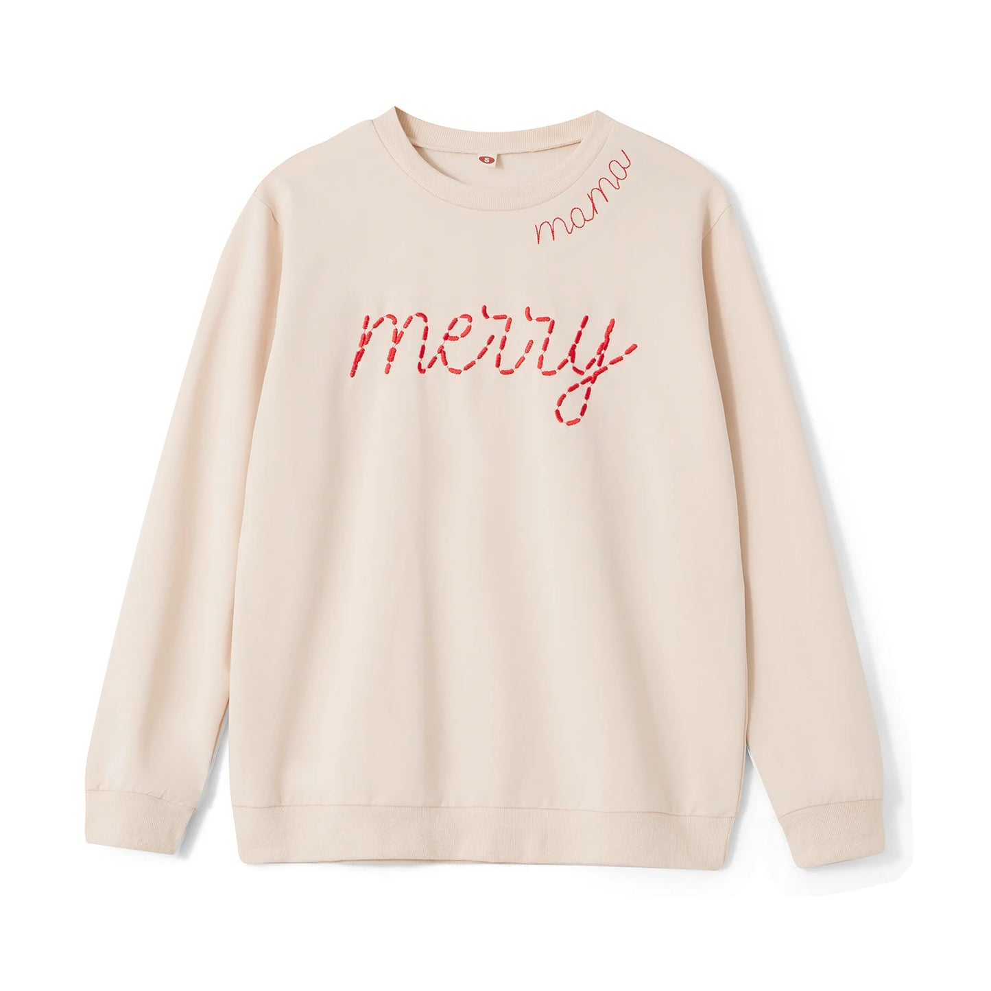 Mommy and Me Matching Christmas Sweatshirt - Letter Embroidery Long Sleeve