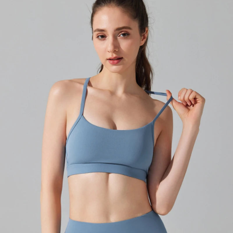 Women's Fitness Yoga Bra Buttery Soft Gym Crop Top Back Breathable Workout Top Sports Vest