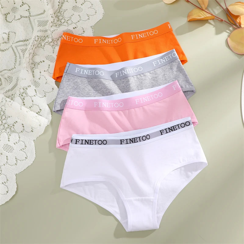Women's 3Pcs Cotton Breathable Underwear Letter Belt Low Waist Briefs Stretch Comfortable Lingerie