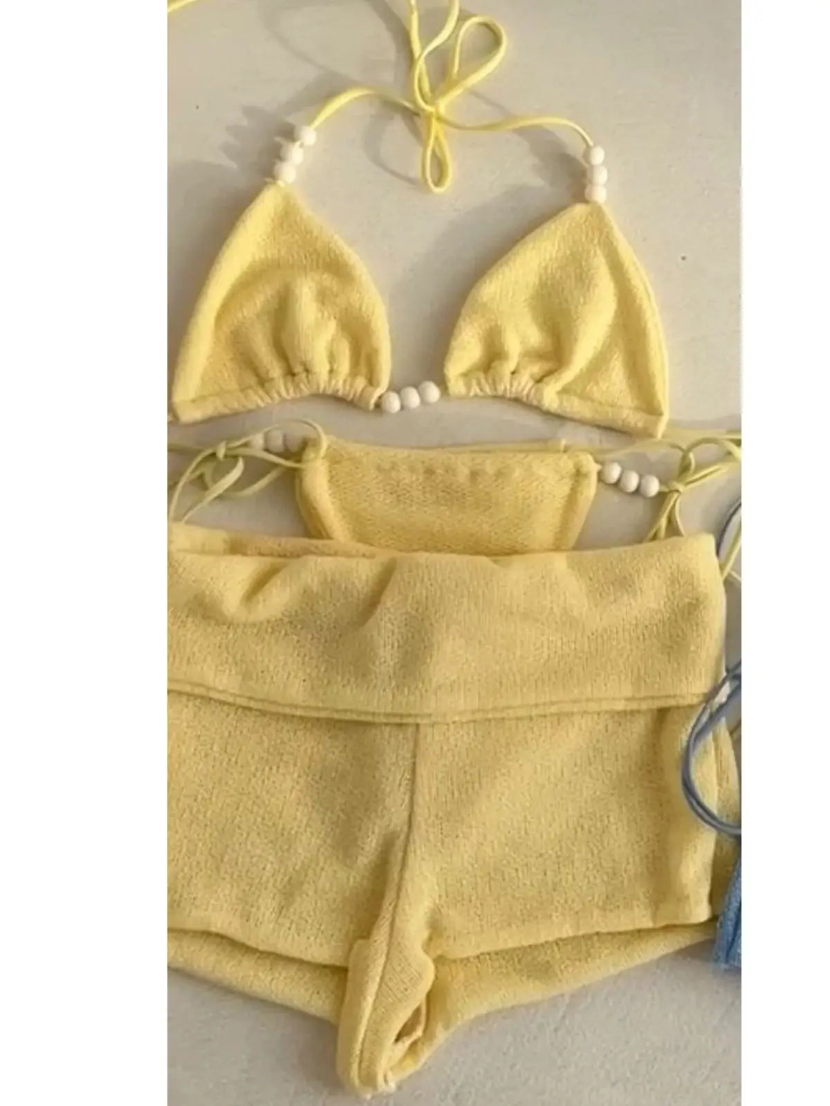 Halter Tie-Knot Bikini Set with Cover-Up Pants - Shimmer Swimwear