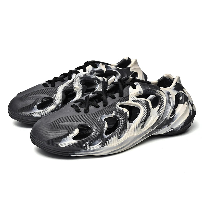 Men's Slippers Camouflage Design Platform Sandals Lace Up Beach Slippers Casual Outdoor Crocs Clogs