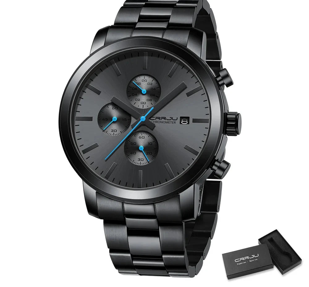 Stainless Steel Chronograph Watch - Luxury Waterproof Business Watch