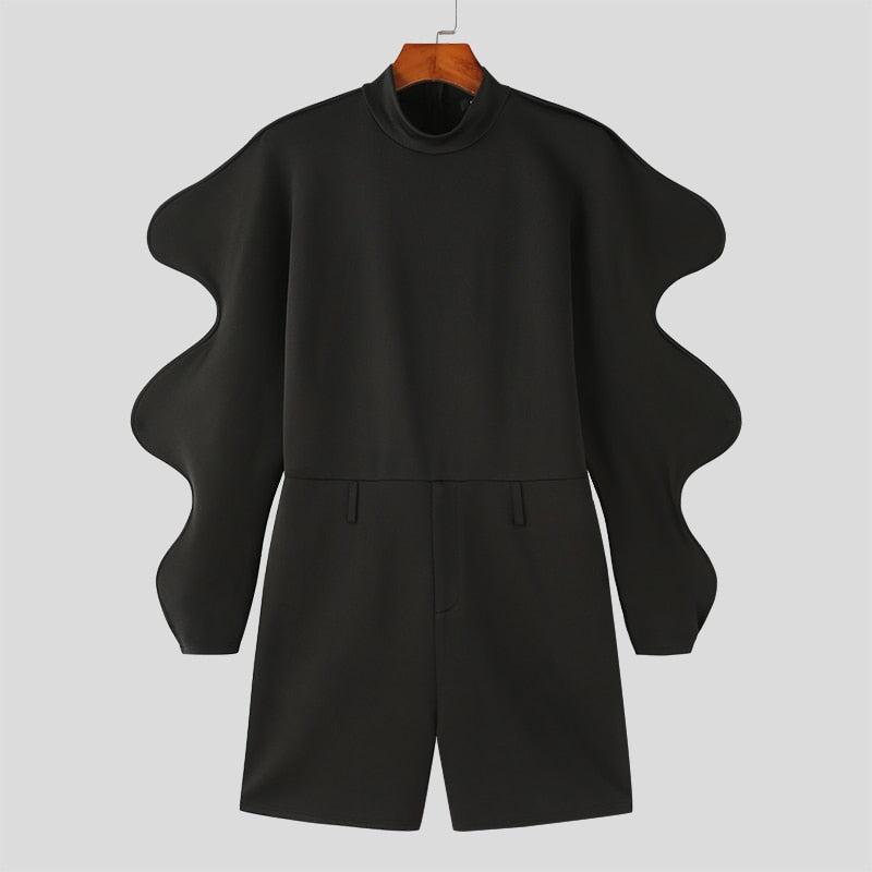 Men's Turtleneck Long Gigot-sleeve Irregular Playsuits S-5XL