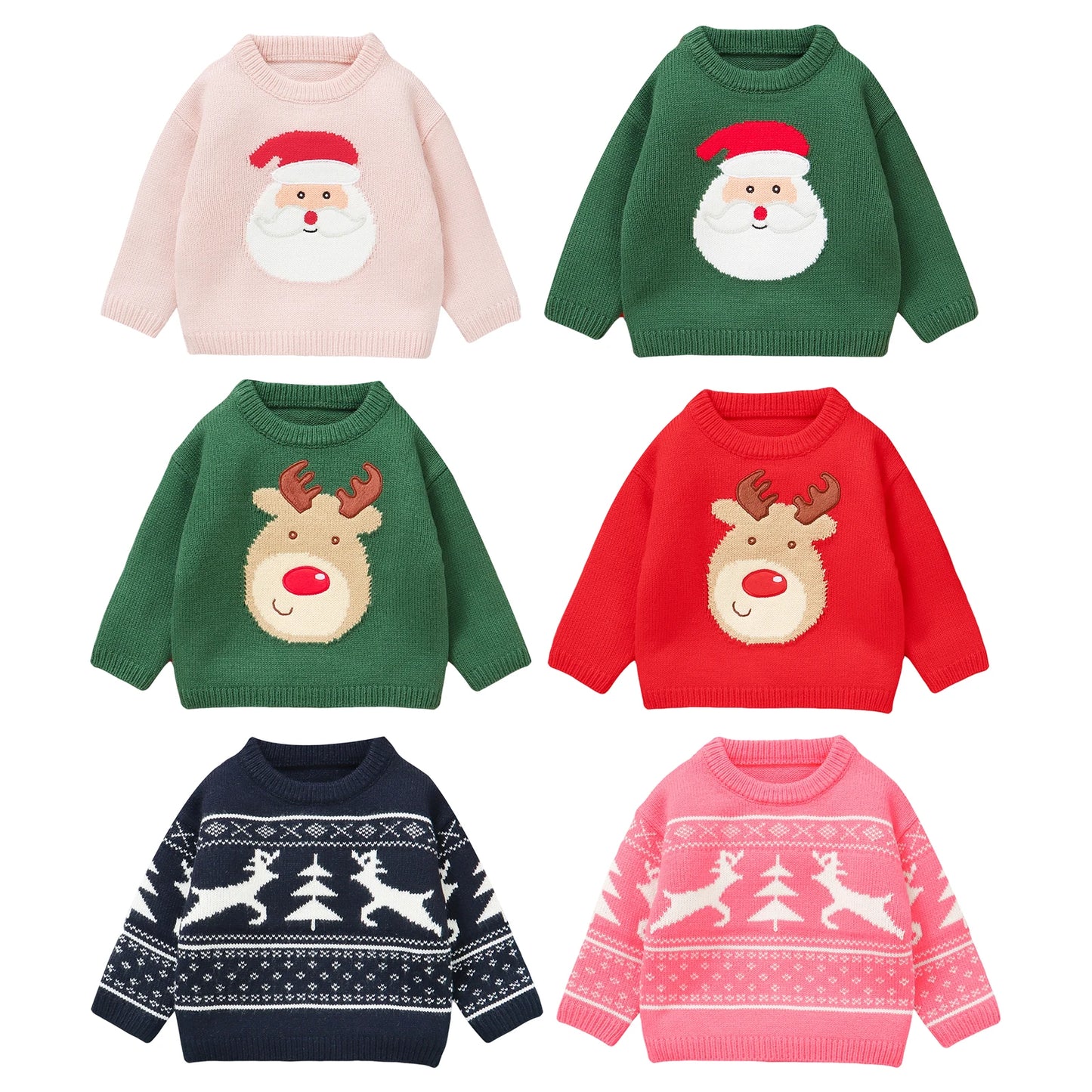 Christmas Baby Sweater - Santa & Reindeer Design (0-3Y)
