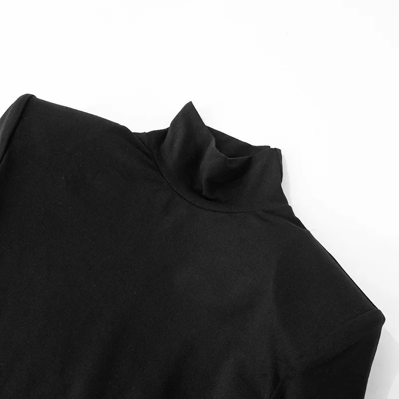 Women's Turtleneck Long Sleeve Furry Mini High Waist Splice Elegant Party Dress
