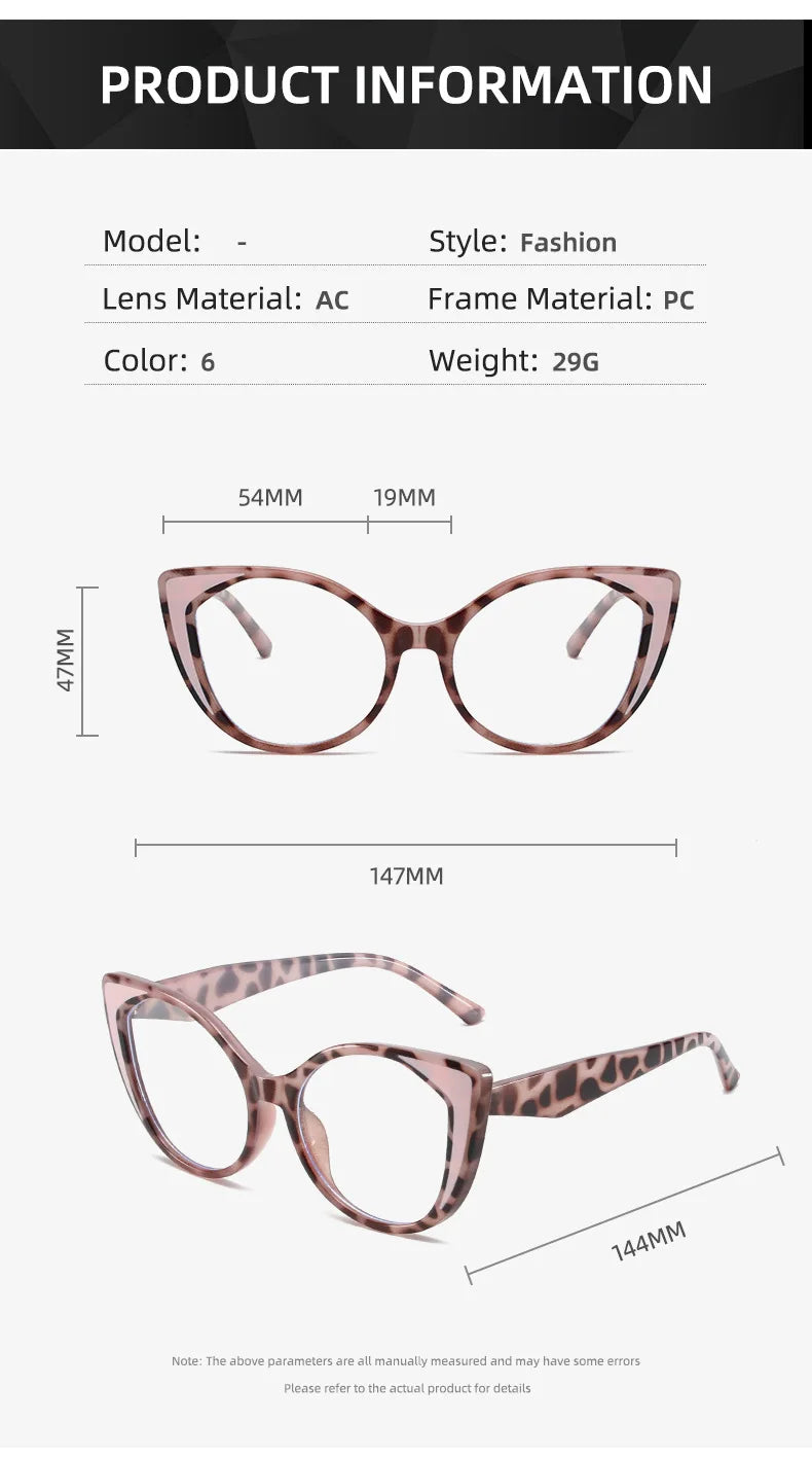 Cat Eye Blue Light Blocking Glasses - Large Frame Fashion Eyewear for Women & Men