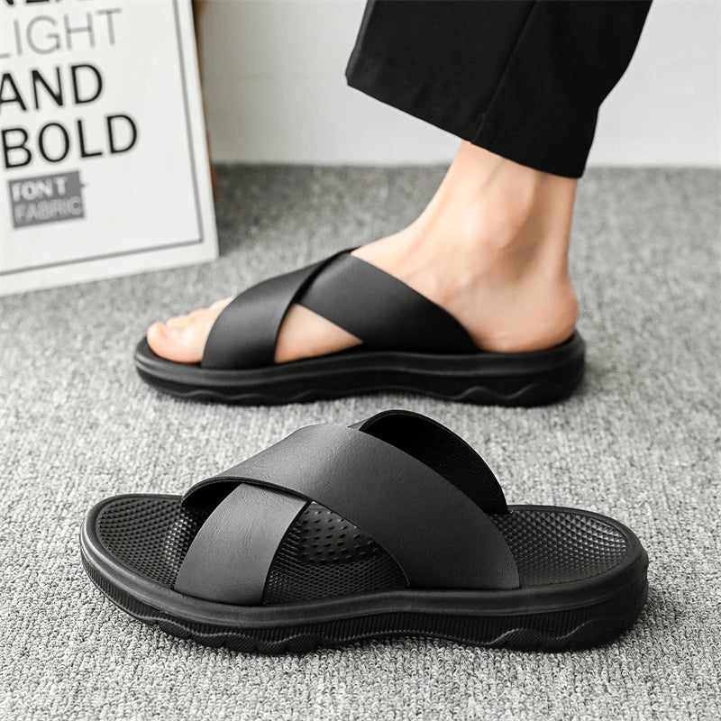 Men's Summer Slides Crossover Slippers Sandals