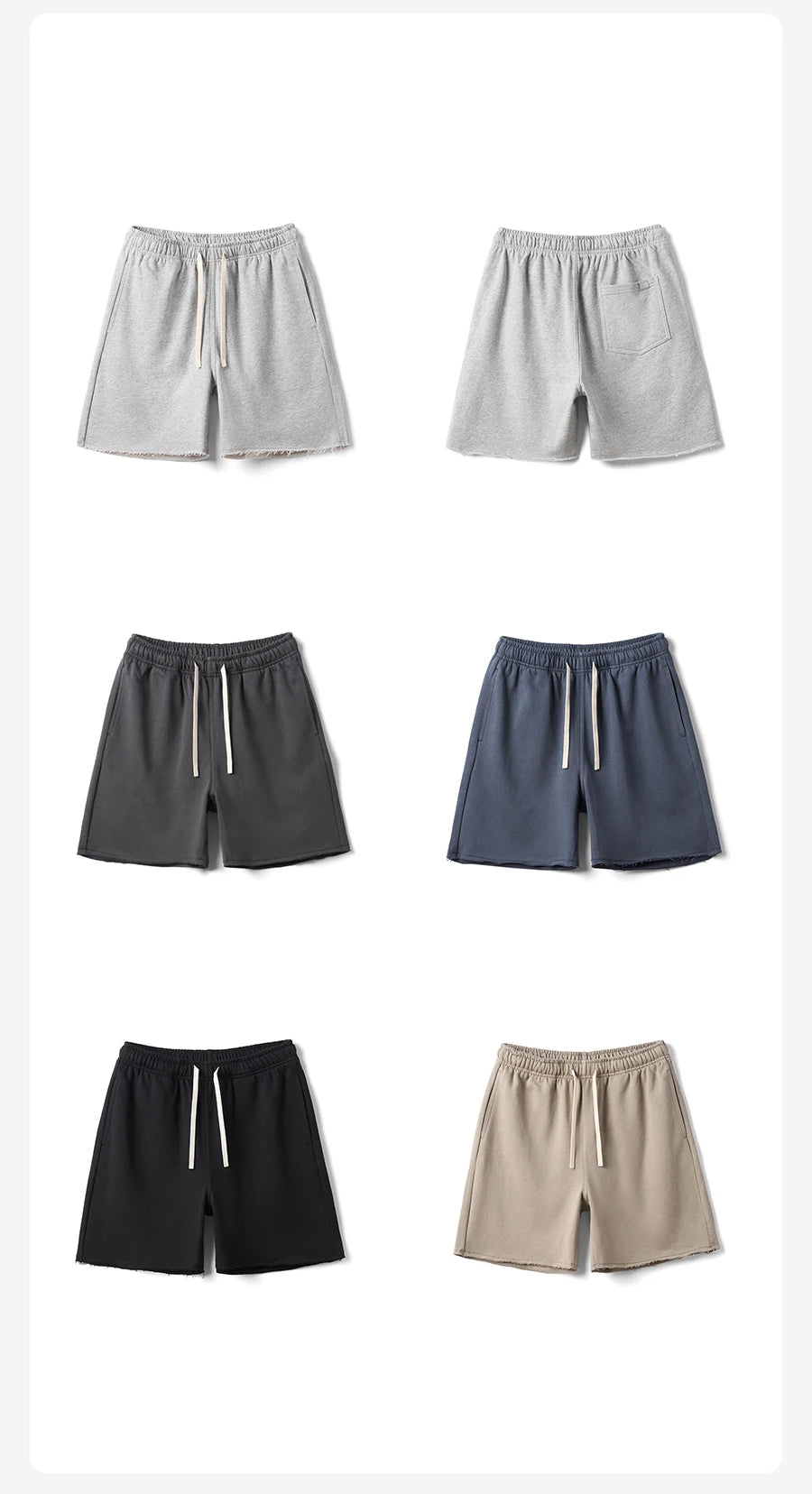 Men's Oversize Athletic Shorts - 390gsm Drawstring Raw Hem Running Shorts