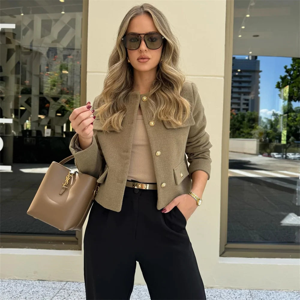 Women's Casual Temperament Flip Short Jacket