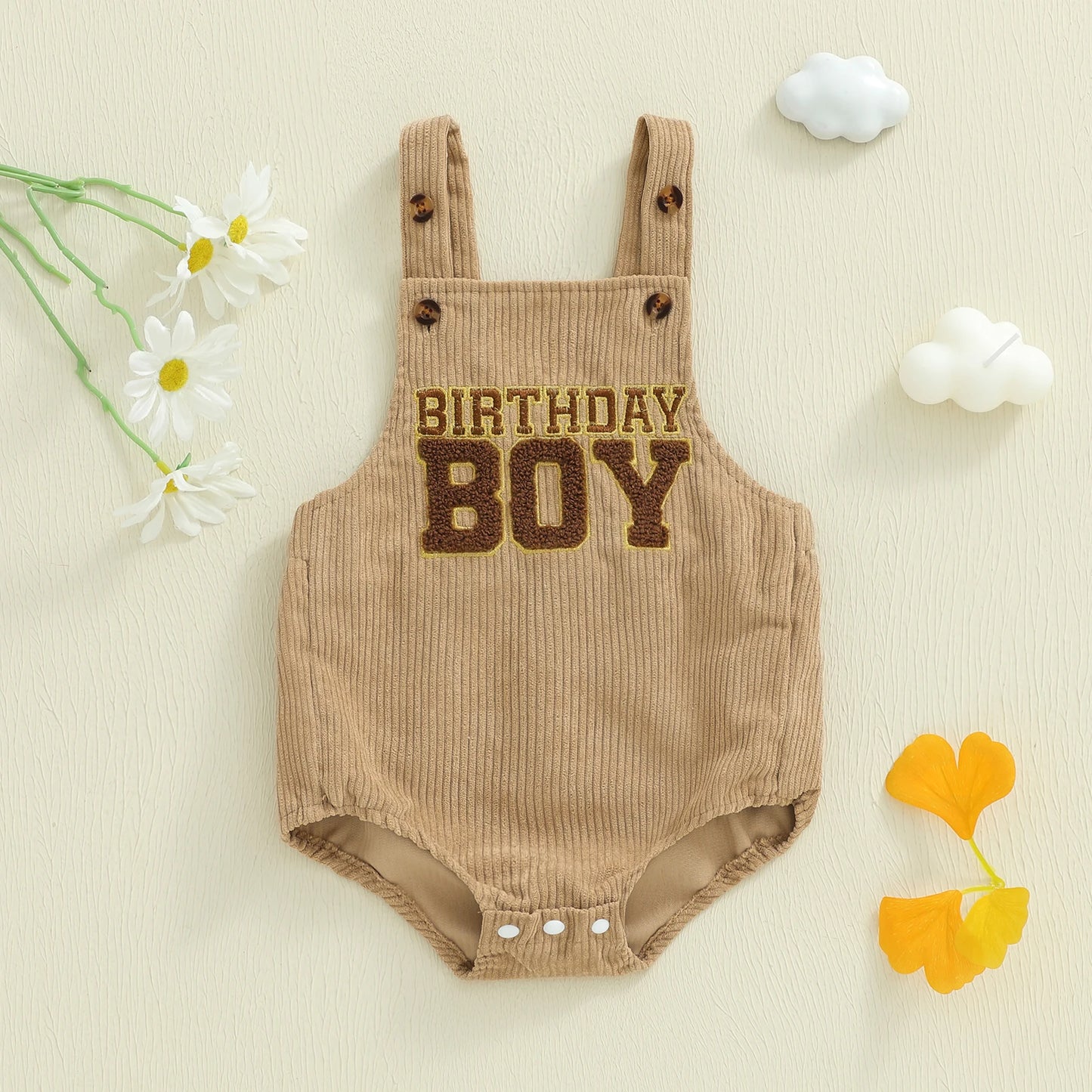 Newborn Baby Boys Romper - Letter Embroidery Square Neck Sleeveless Jumpsuit (0-18M)