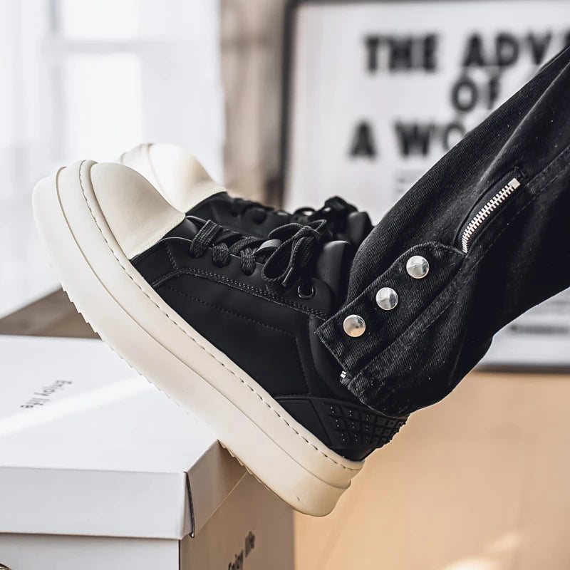 Men's Casual Leather Skateboard Vulcanized Tennis Sports Shoes Sneakers