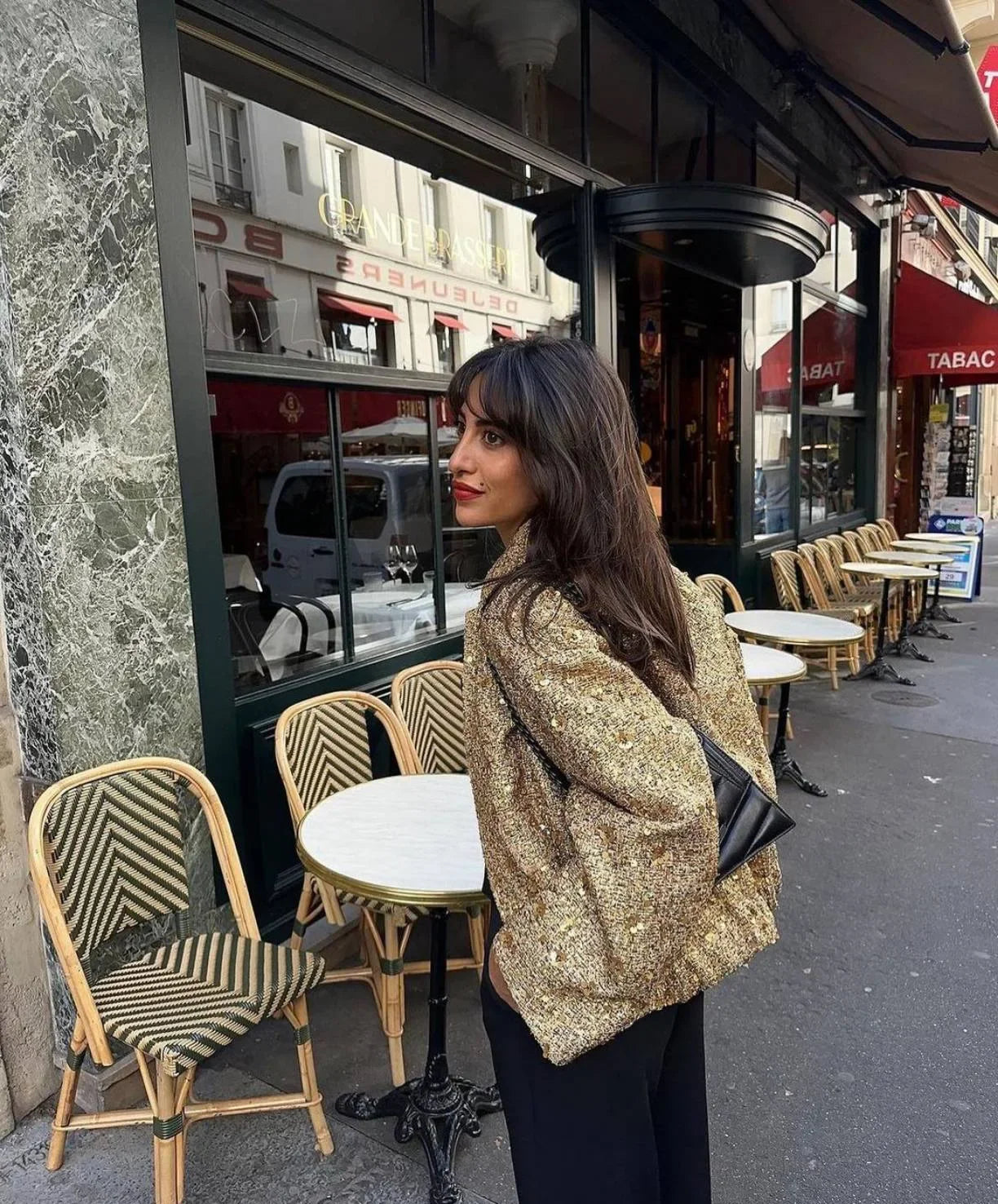 Women's Glitter Chic Sequined Long Sleeve Gold Bomber Jacket