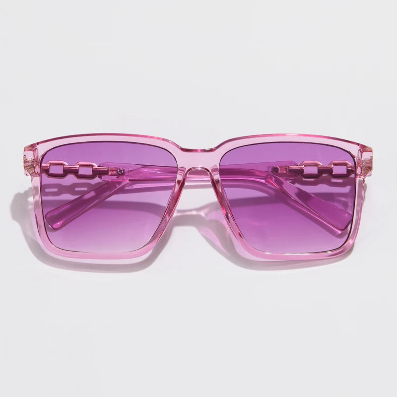 Pink Square Sunglasses - Small Full Frame Gradient Lens Vintage UV400 Women's Eyewear