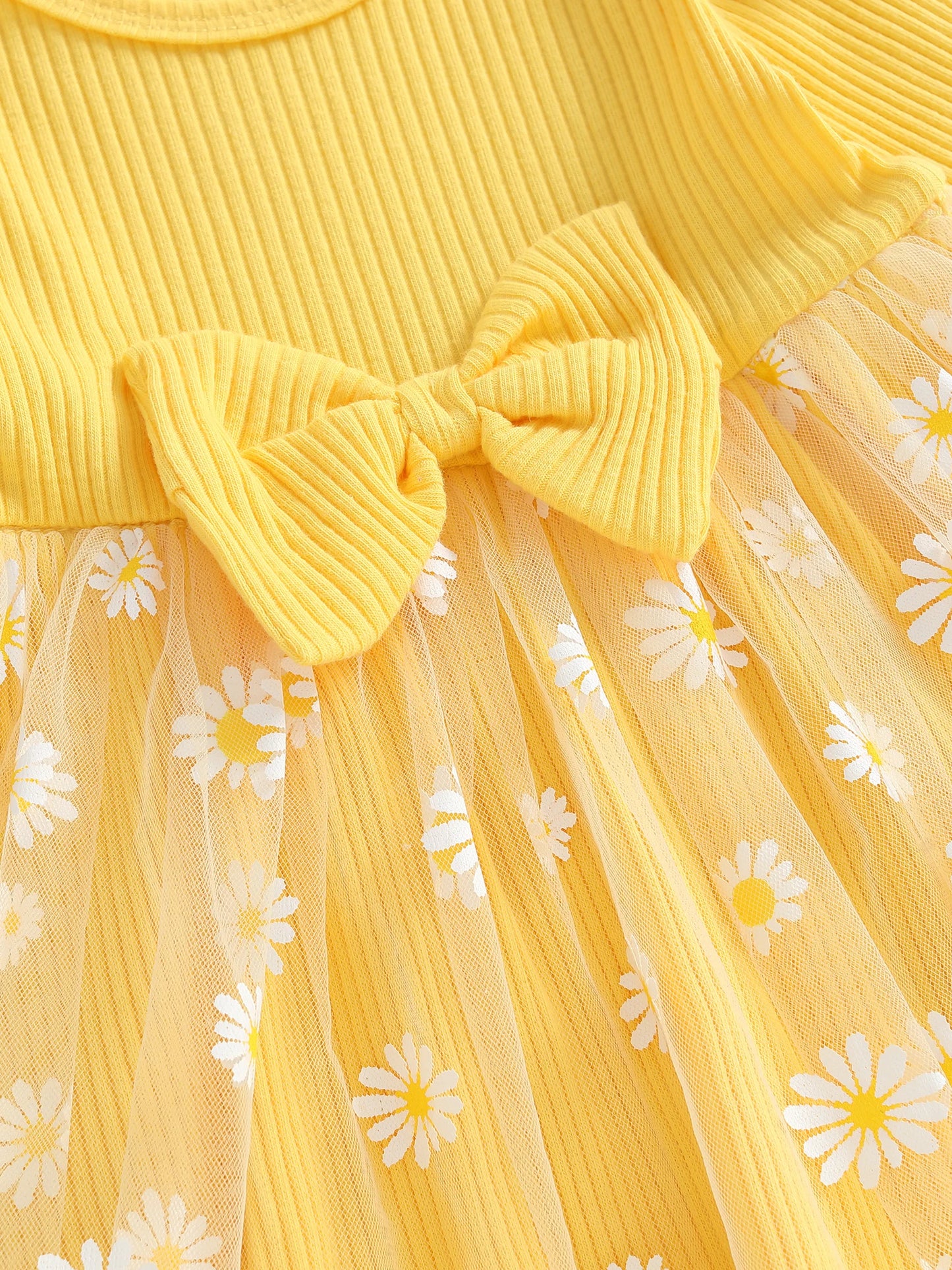 Lovely Baby Girls Fall Winter Dress - Sunflowers Print Tulle Dress with Headband (0-3Y)