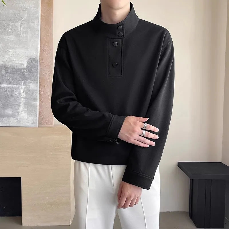 Men's Stand Collar Sweatshirt - Casual Pullover Hoodie