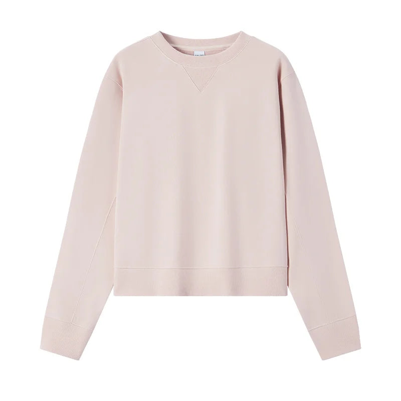 Women's Basic Round Neck Sweatshirt - Loose Fit Minimalist Pullover