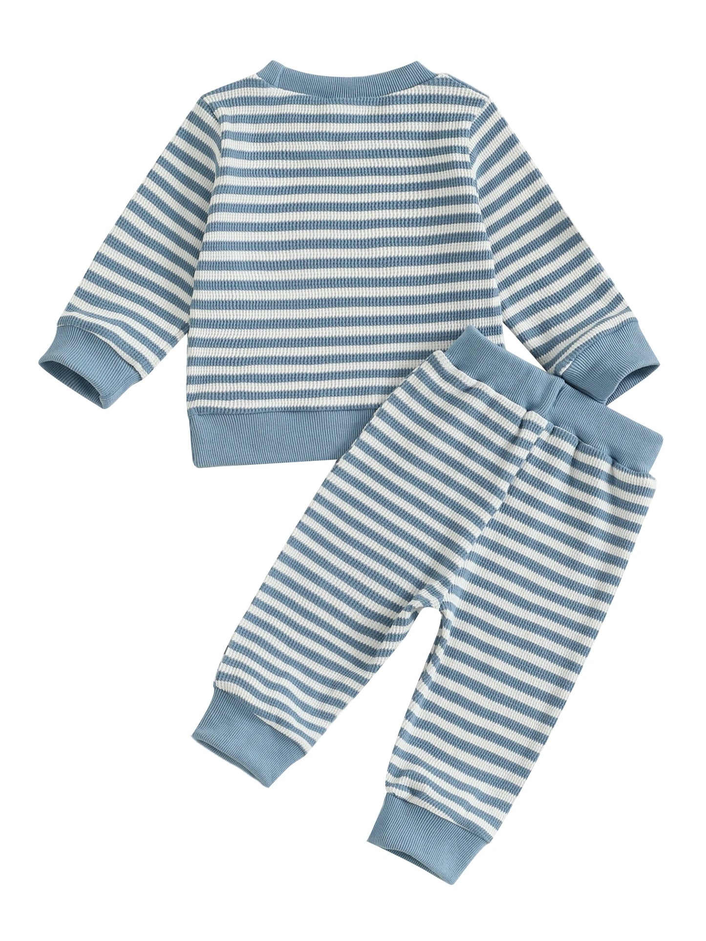 Autumn Winter Baby Boys Sports Clothing Set - Embroidered Striped Sweatshirt & Pants (0-3Y)