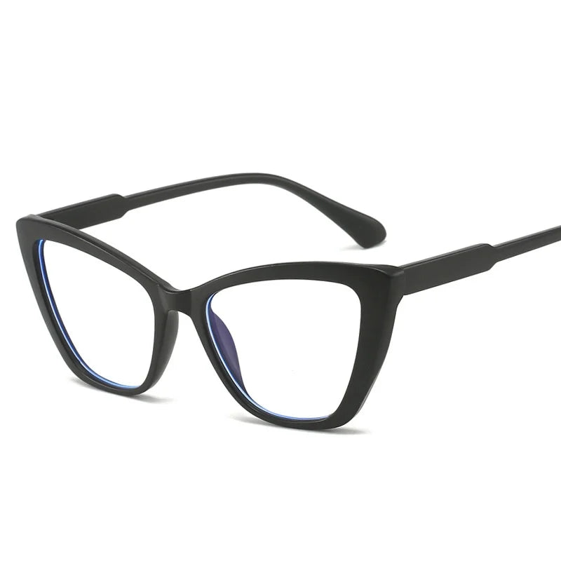 Women's Cat Eye Anti-Blue Light Glasses - Retro Flat Lens Prescription Compatible