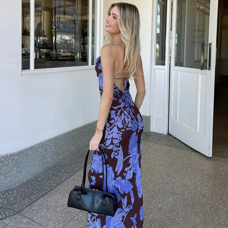 Mesh Maxi Dress - Backless Party Dress for Women