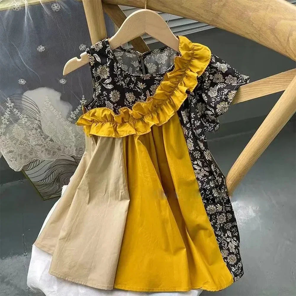 Baby Girl Cotton Dress - Button Detail Princess Sundress