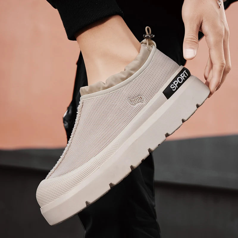 Men's Platform Vulcanized Slip-On Sneakers - Comfortable Running Tennis Shoes